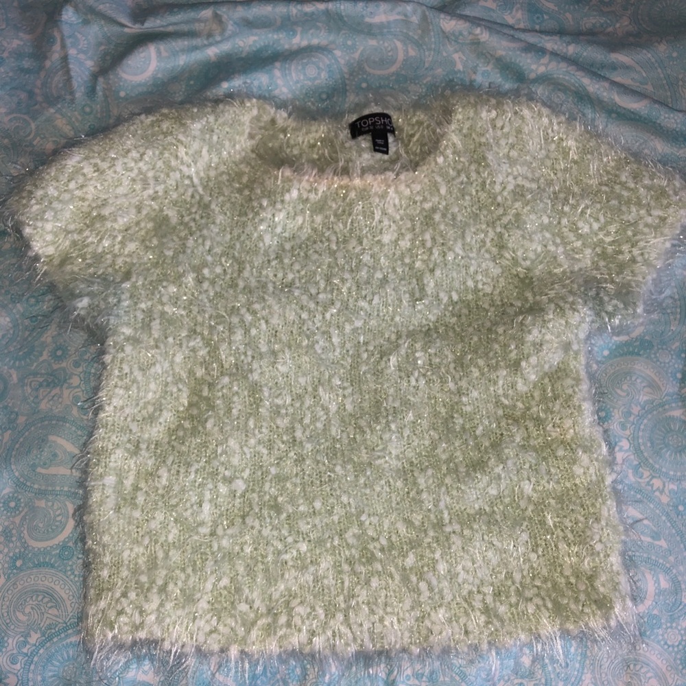 Topshop, cropped, fuzzy sweater